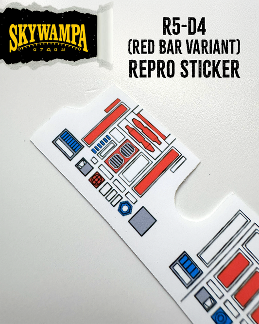 Vintage Kenner R5-D4 Red Bar Variant Replacement Sticker White