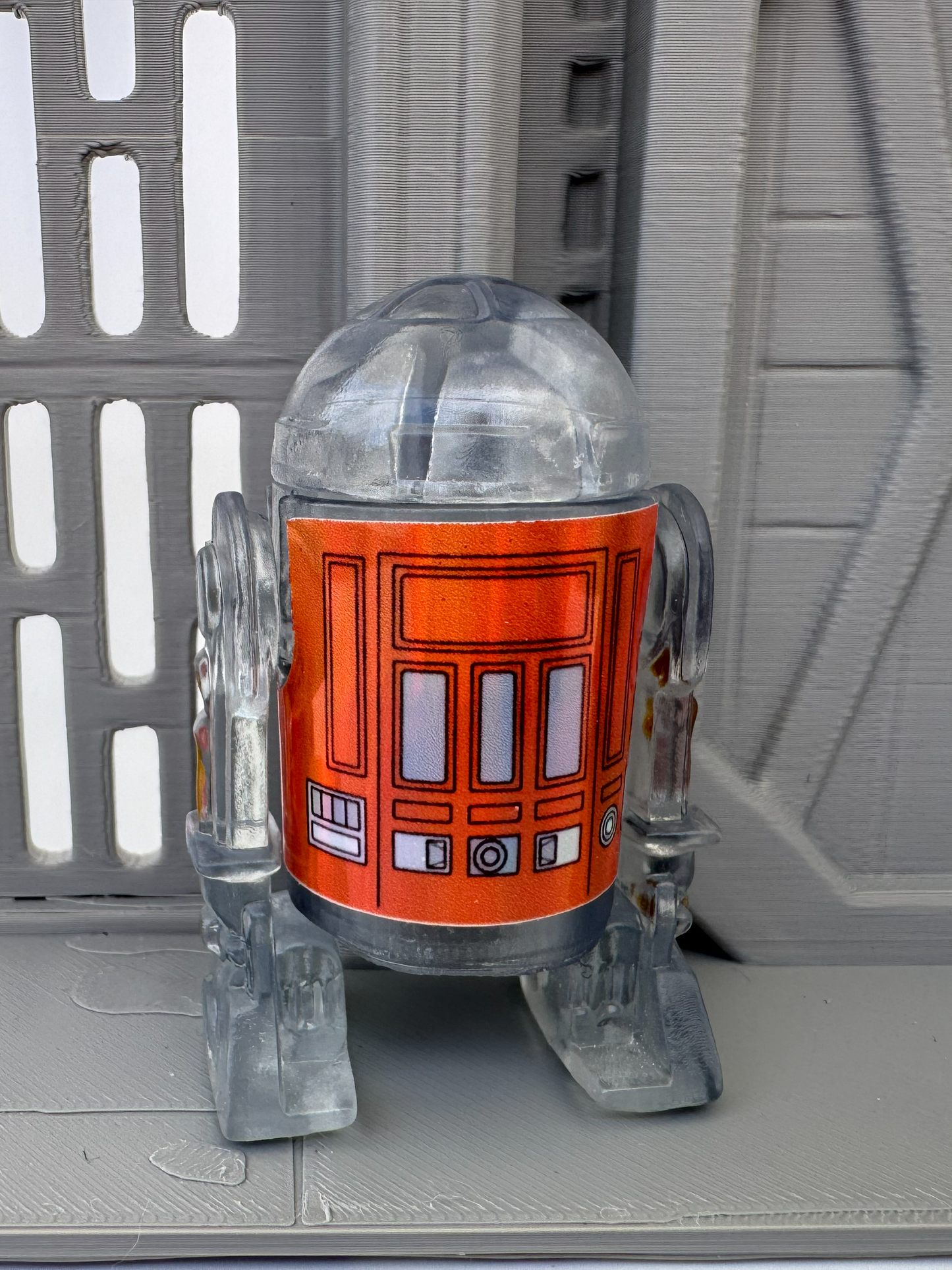Custom R2 Droid Clear & Orange Action Figure | Vintage Kenner Style Figure