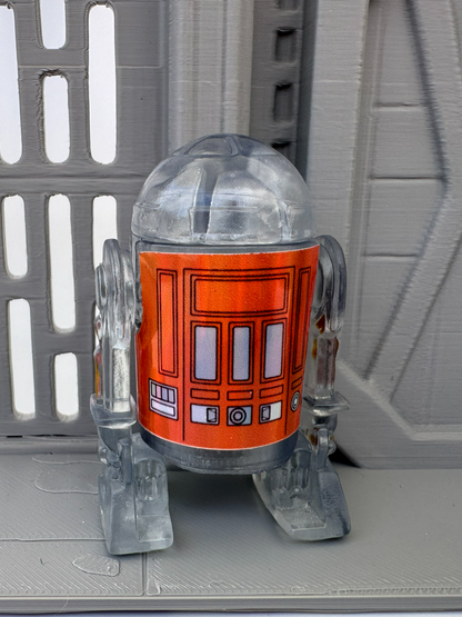 Custom R2 Droid Clear & Orange Action Figure | Vintage Kenner Style Figure