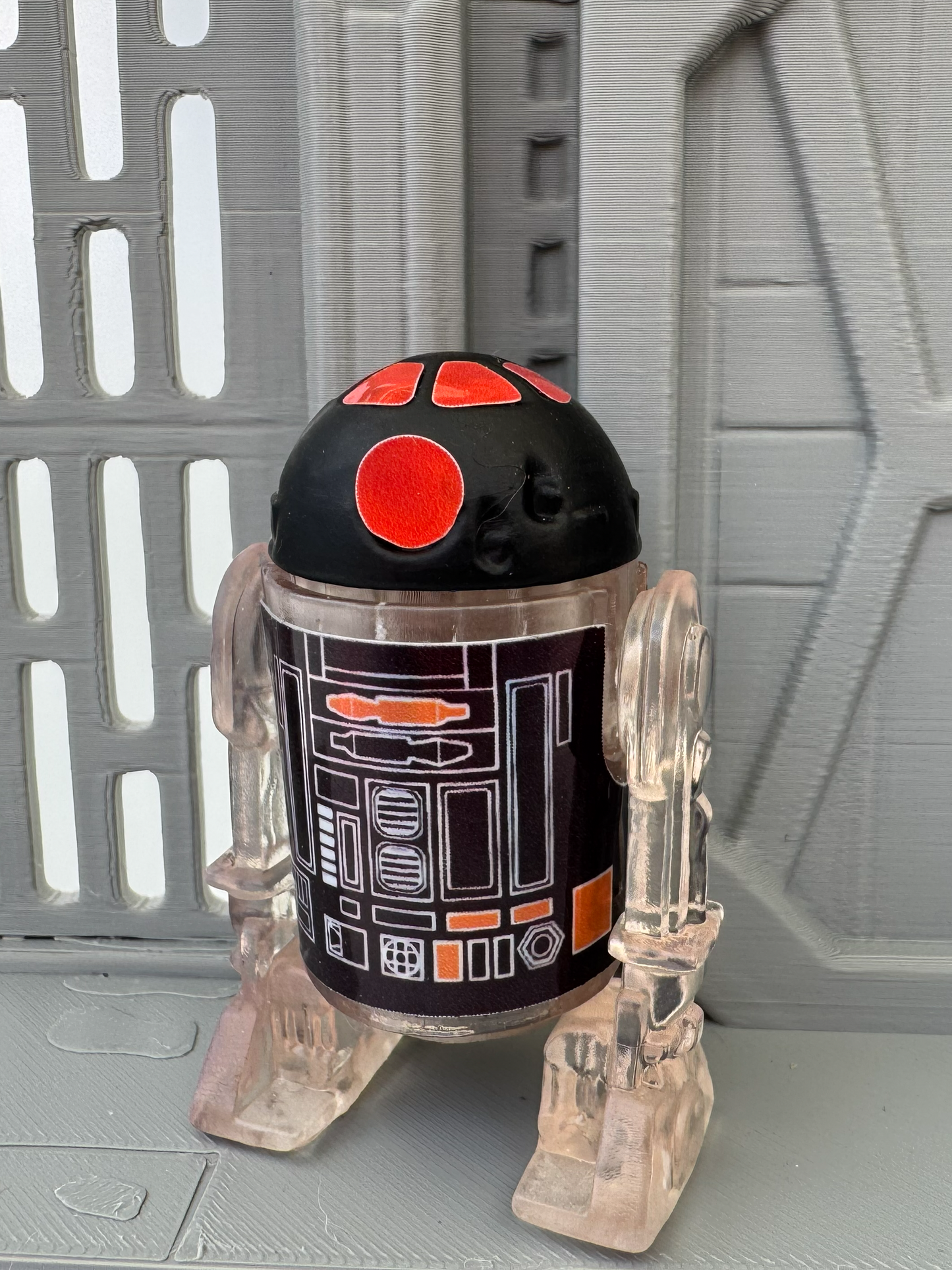 Custom R2 Droid Clear & Black Action Figure | Vintage Kenner Style Figure