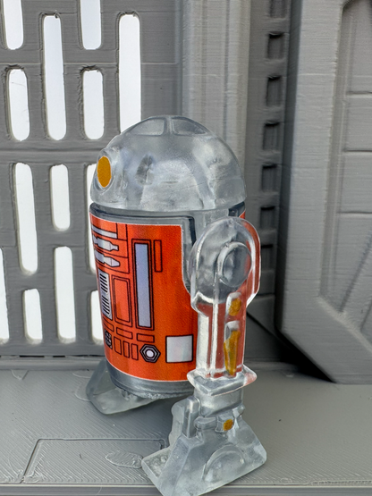 Custom R2 Droid Clear & Orange Action Figure | Vintage Kenner Style Figure