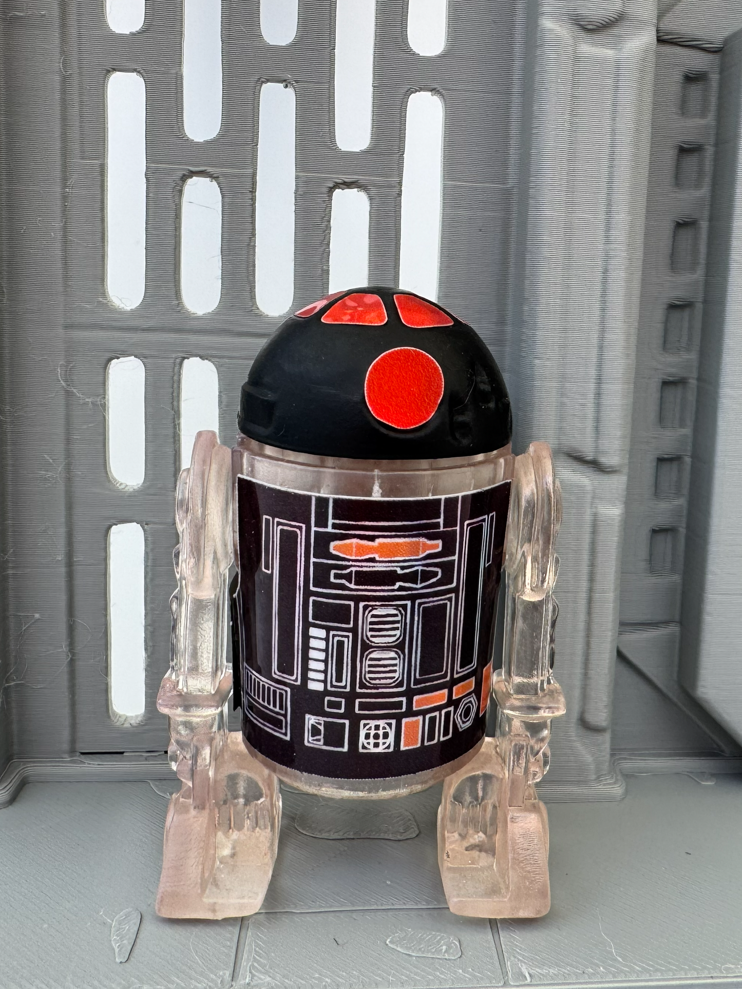 Custom R2 Droid Clear & Black Action Figure | Vintage Kenner Style Figure