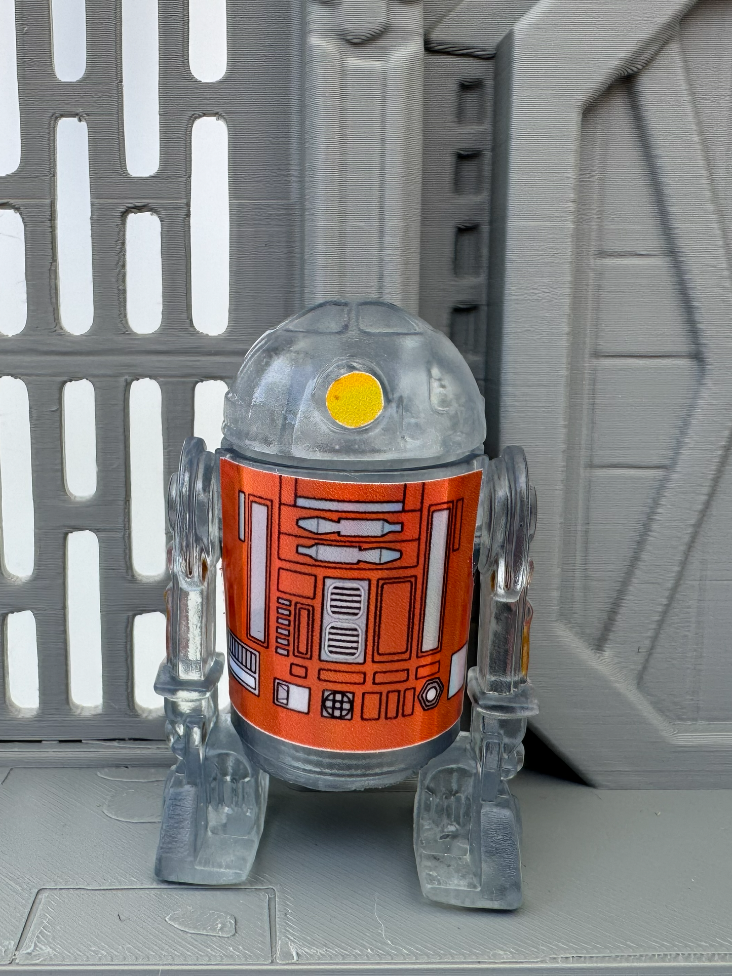 Custom R2 Droid Clear & Orange Action Figure | Vintage Kenner Style Figure