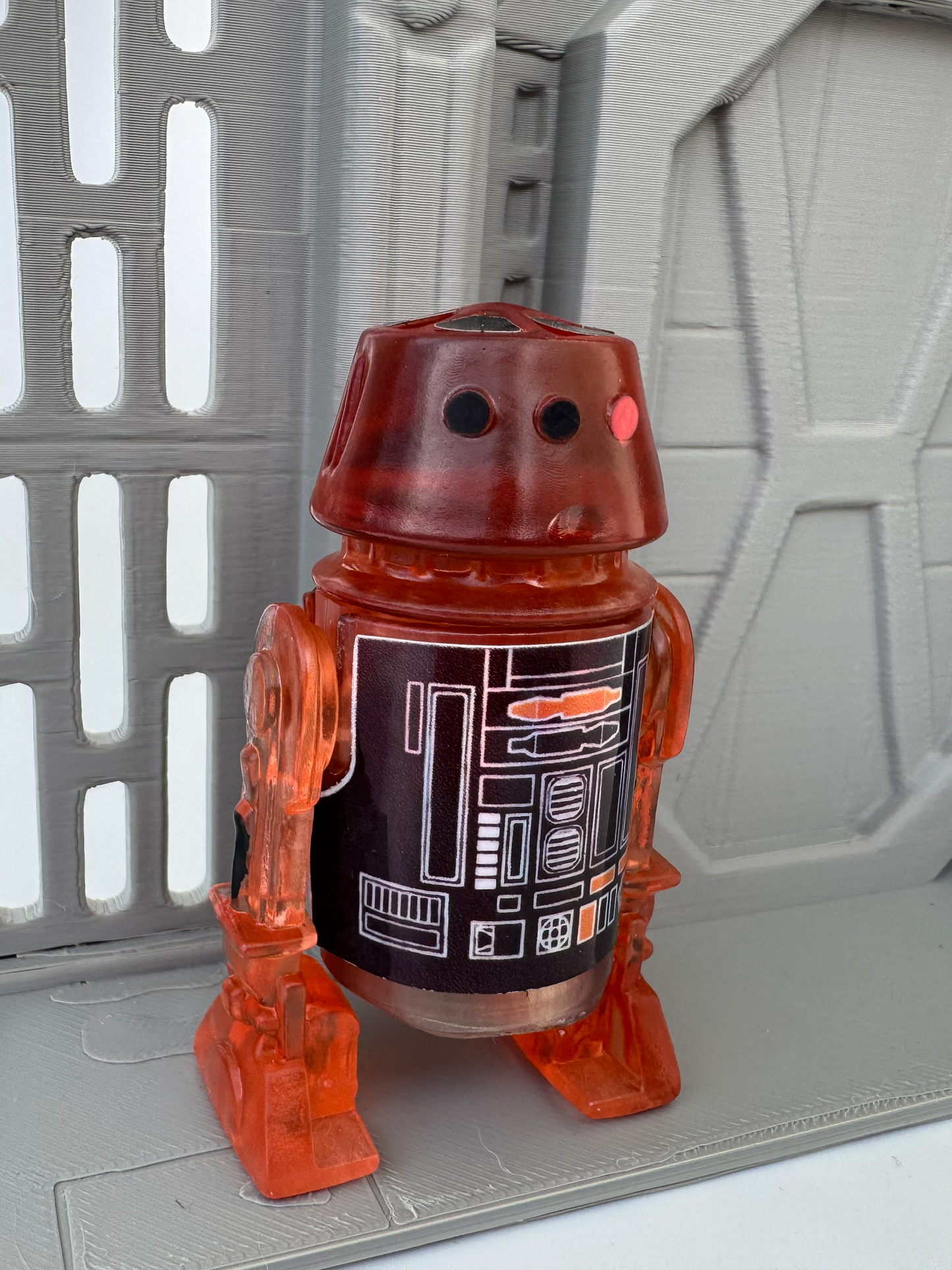 Custom R5 Droid Clear Orange & Black Action Figure | Vintage Kenner Style Figure