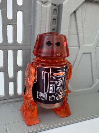 Custom R5 Droid Clear Orange & Black Action Figure | Vintage Kenner Style Figure