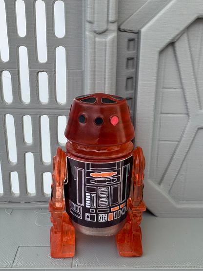 Custom R5 Droid Clear Orange & Black Action Figure | Vintage Kenner Style Figure