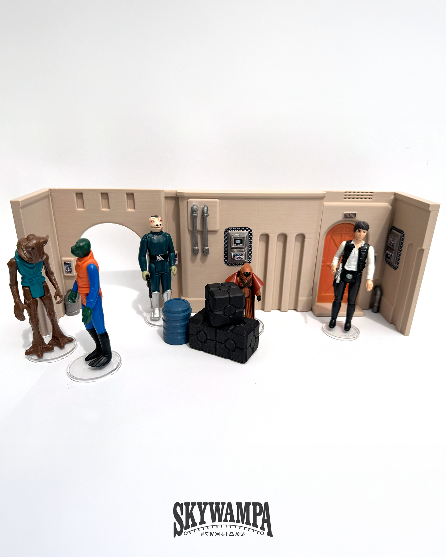 Star Wars Action Figure Display Case for 3.75" Figures – Wall Mounted Tatooine Diorama Display Shelf