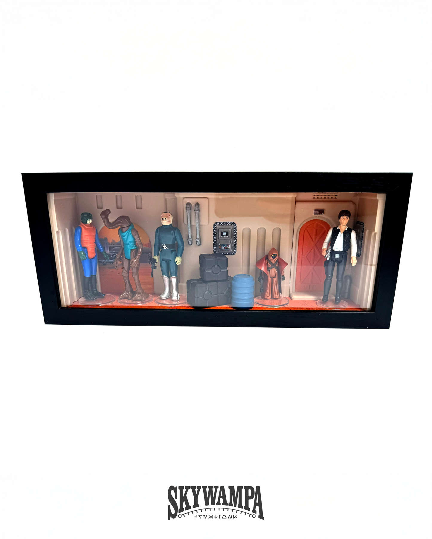 Star Wars Action Figure Display Case for 3.75" Figures – Wall Mounted Tatooine Diorama Display Shelf